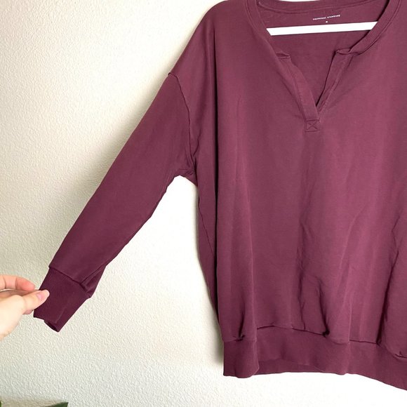 Universal Standard Pima Cotton Core Long Sleeve Terry Notch Sweatshirt - Picture 6 of 8